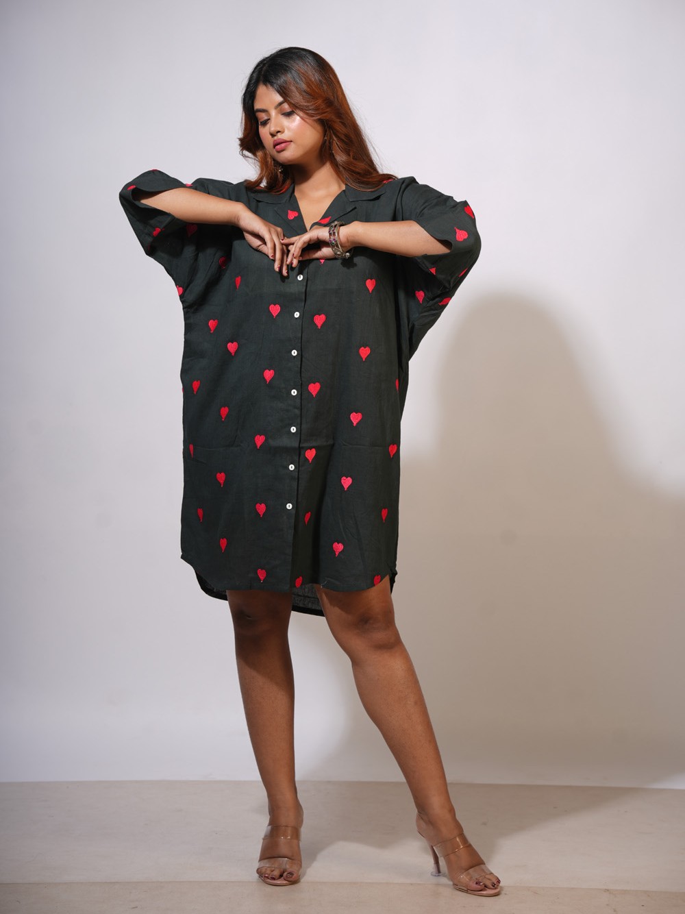 Boxy Shirt Dress – With Hearts - Image 3