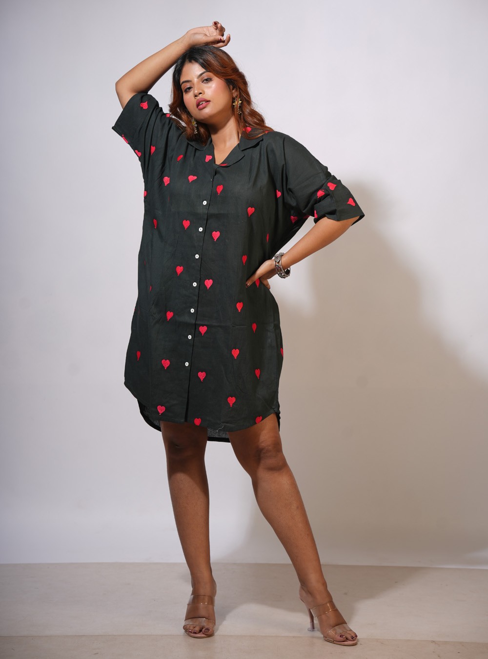 Boxy Shirt Dress – With Hearts
