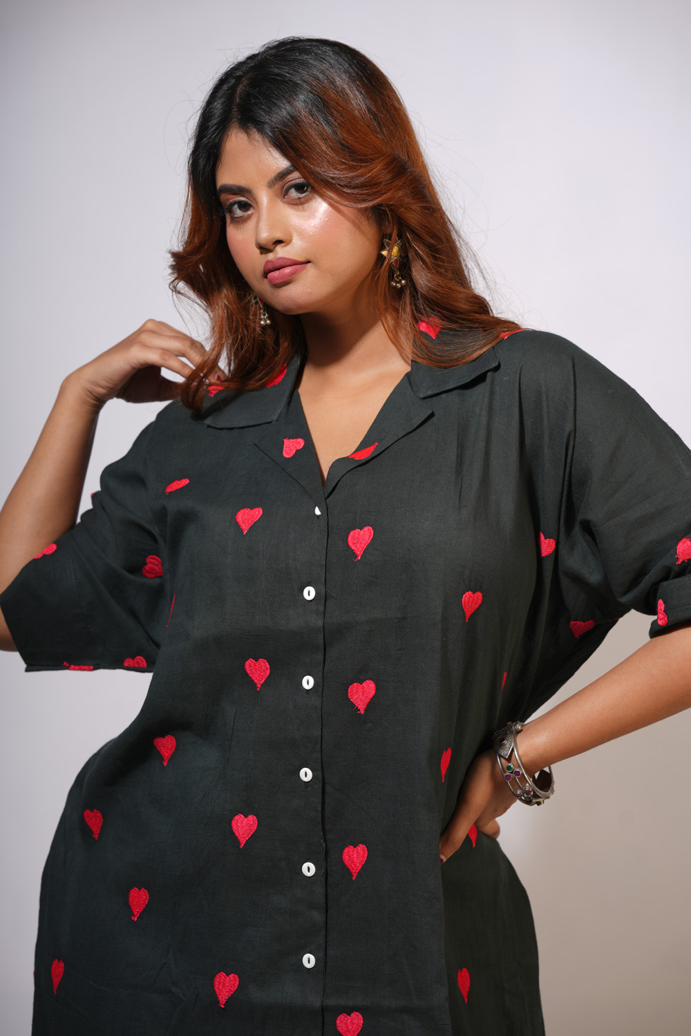 Boxy Shirt Dress – With Hearts - Image 2