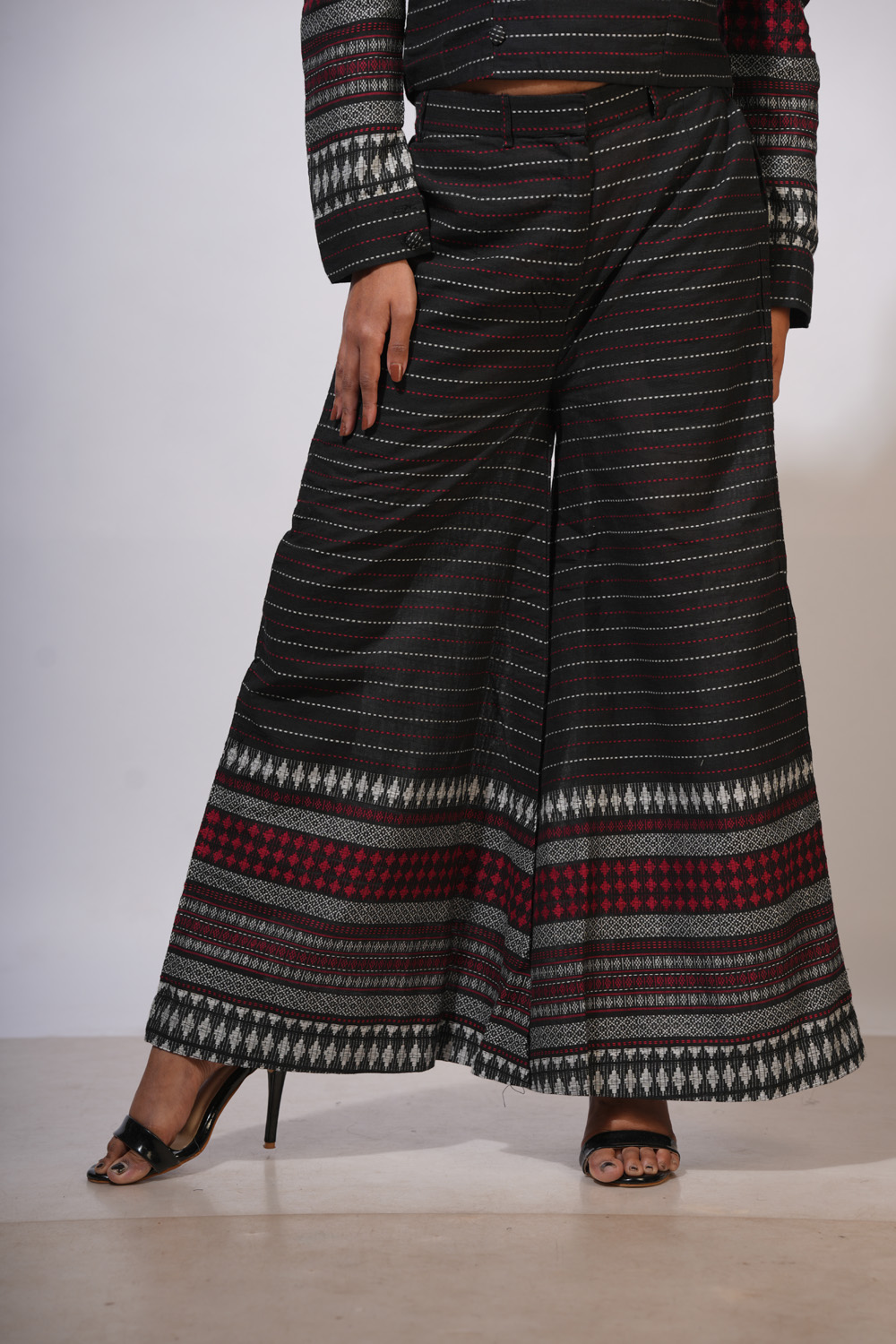 Black Puff Sleeve Cordset – Begumpuri Fabric - Image 3