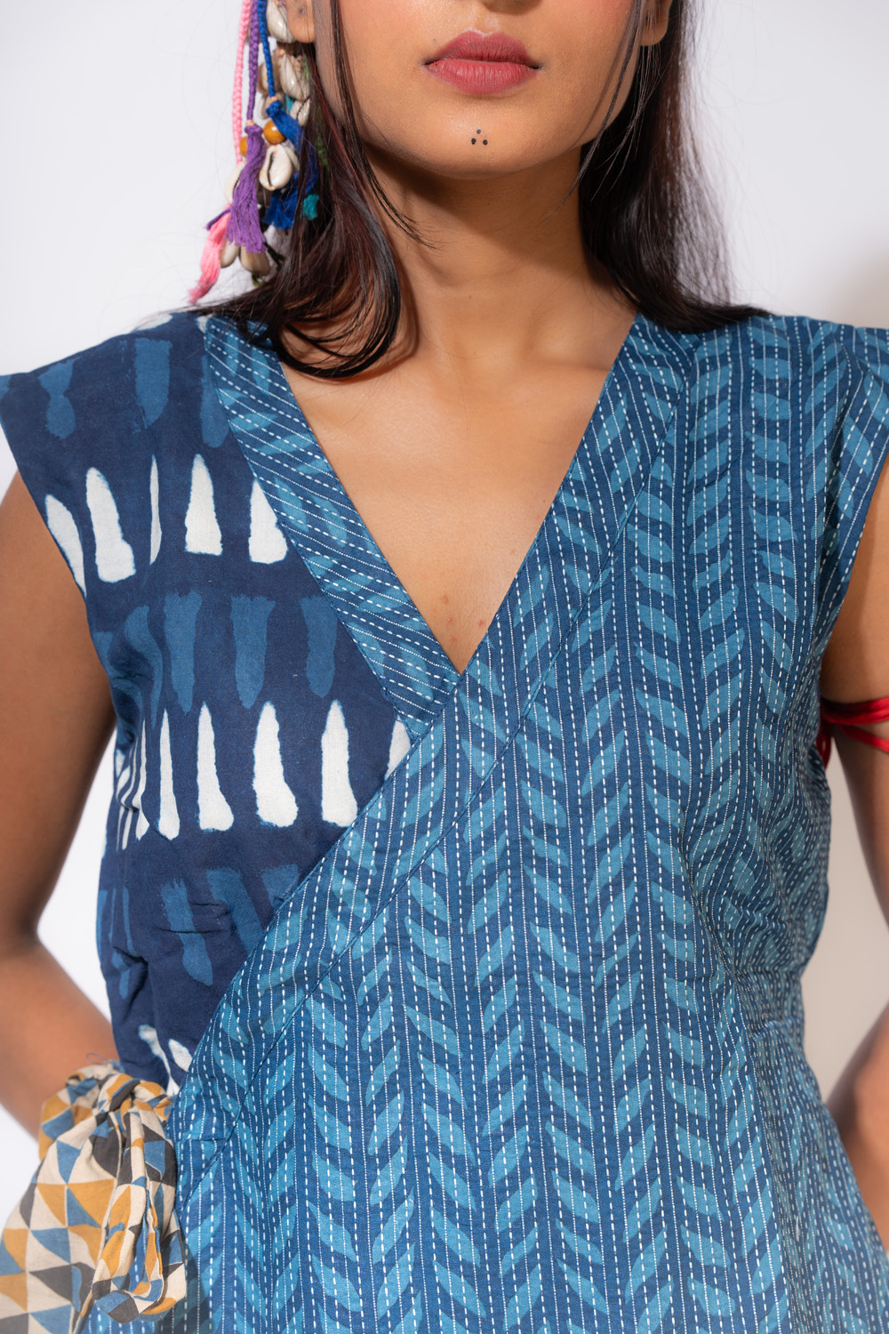 Waist Coat with Knot – Ikkat - Image 3