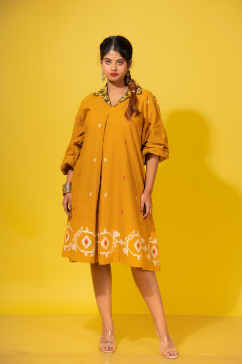 Jamdani Mustard Dress